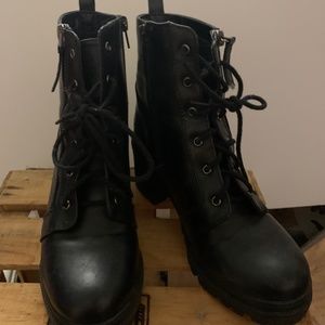 Black Heeled Combat Boots